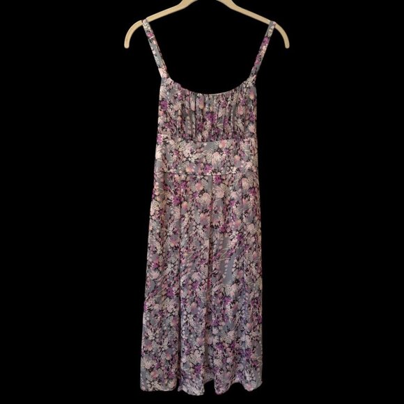 Vintage Dress Barn Floral Milk Maid Y2K Midi Dress W/ Tie Back Sz 4 - Picture 1 of 8
